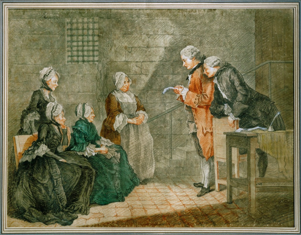 La malheureuse famille Calas - 未亡人と子供たちCalaslisten in Conciergerie-刑務所では、父親に対する刑の無効化... 作： ルイス・カロギス