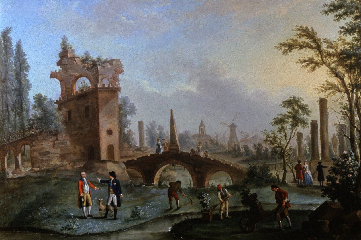 モンソー公園、パリ、1770年頃（絵画） 作： ルイスカロギスカルモンテル