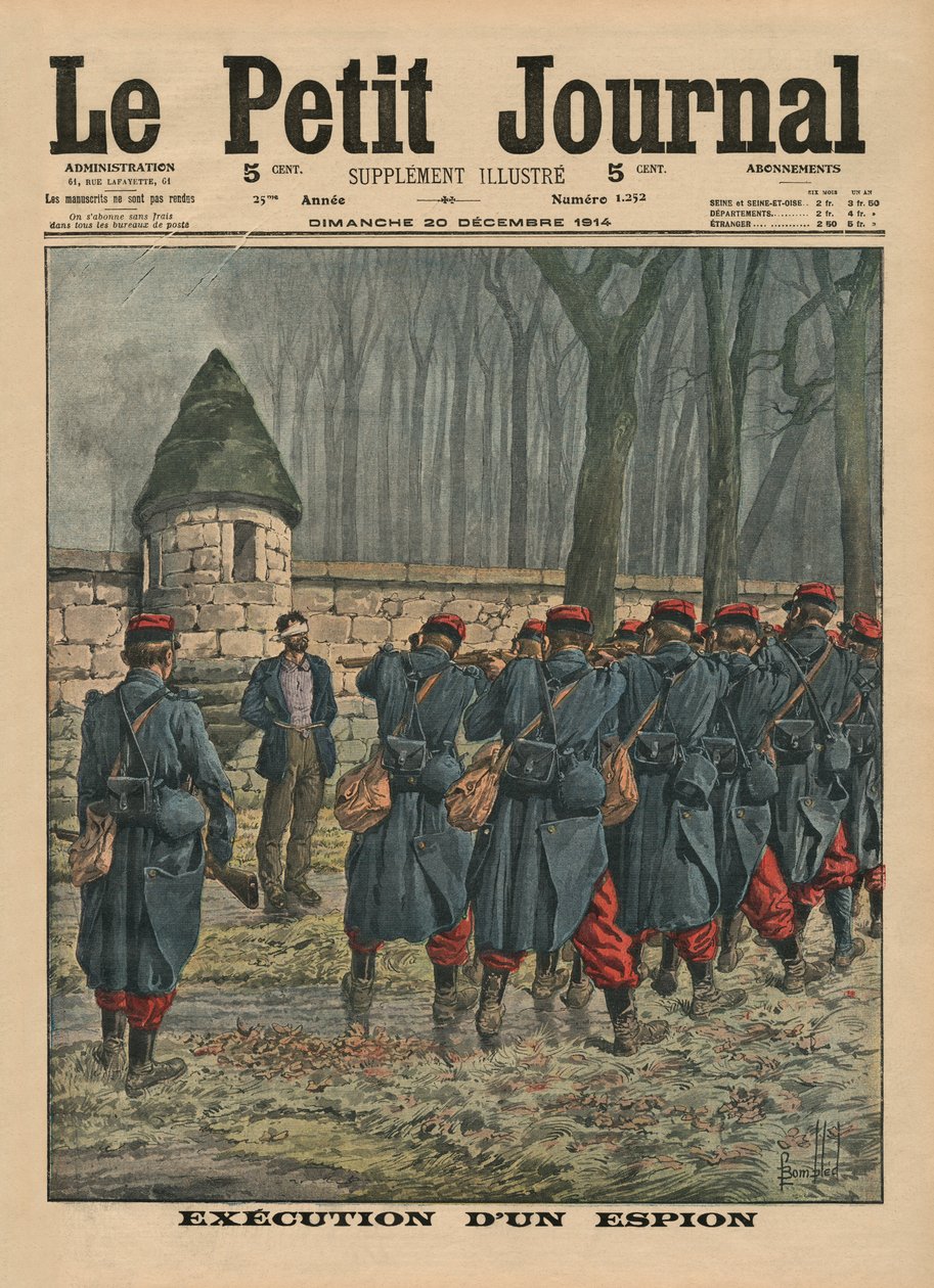 1914年12月20日、「ルプチジャーナル」の補足表紙スパイの表紙イラストの実行 作： ルイ・チャールズ・ボンブル