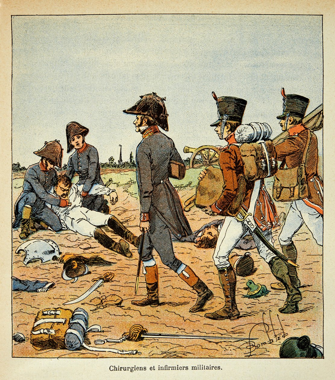 エマニュエル・ド・ラス・ケース伯爵（1766-1842）の著書『聖ヘレネの記念』に掲載されたボンブル・ルイ（1862-1927）のイラスト。大軍の軍医と看護師の肖像、個人蔵 作： ルイ・チャールズ・ボンブル