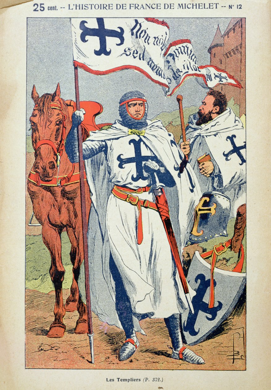 テンプル騎士団、ジュールミシュレ（1798-1874）による「歴史フランス」のイラストc.1900 作： ルイ・チャールズ・ボンブル