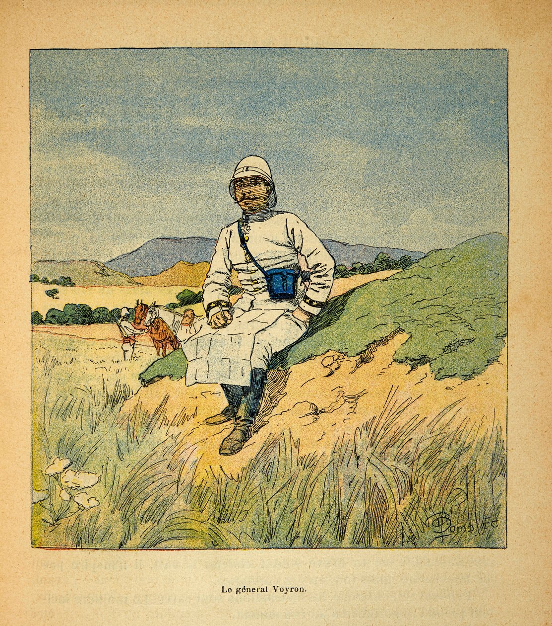 Henri Galli dit Galllichet (1854-1922)著、Louis Bombled (1862-1927)絵による「マダガスカルの戦争-1885-1895年のフランス遠征の逸話史」。ボイロン将軍（1838-1921）の肖像、個人蔵 作： ルイ・チャールズ・ボンブル
