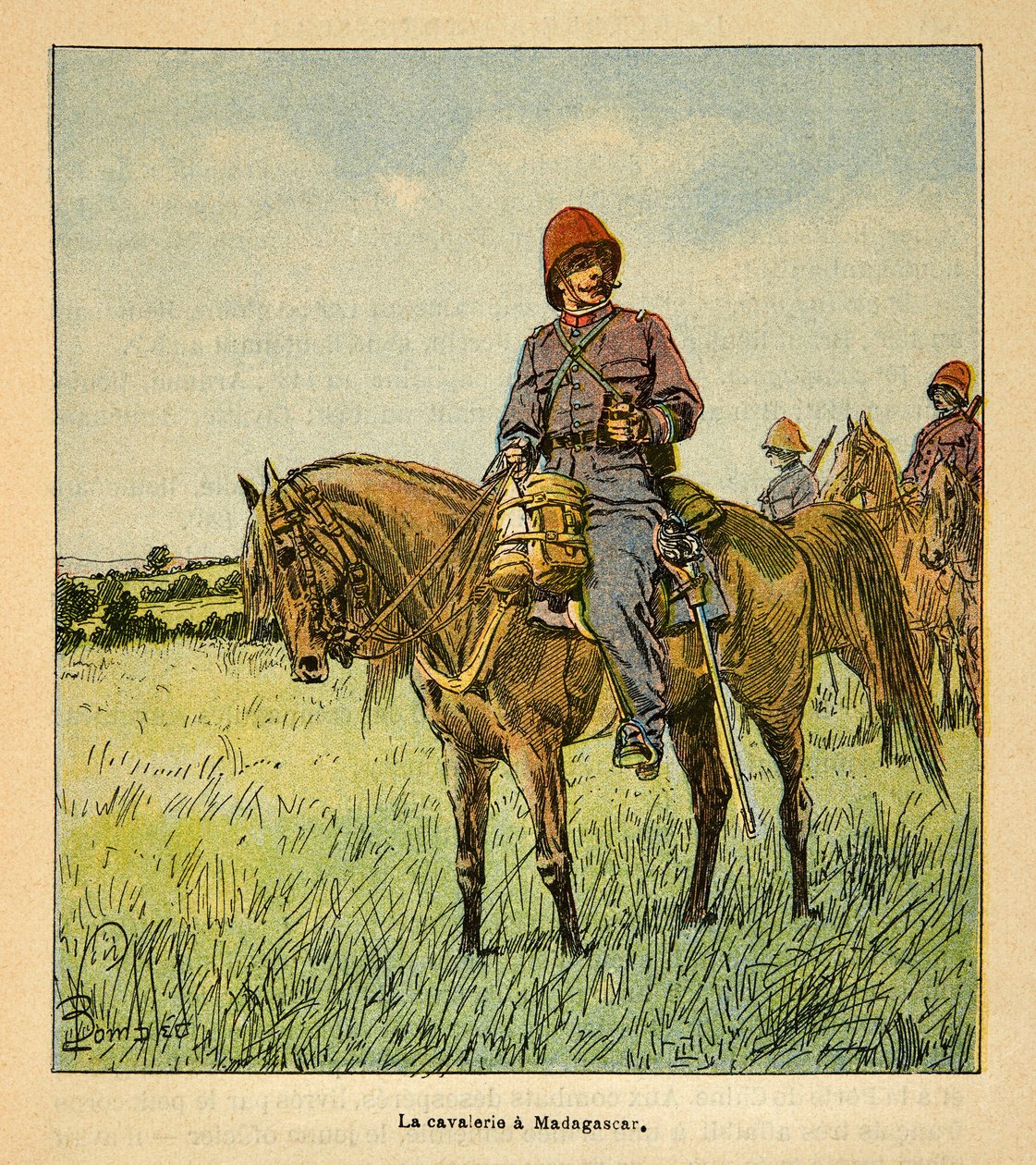Henri Galli dit Galllichet (1854-1922)著、Louis Bombled (1862-1927)絵による「マダガスカルの戦争-1885-1895年のフランス遠征の逸話史」。La cavalerie francaise à Madagascar, Collection Partial 作： ルイ・チャールズ・ボンブル