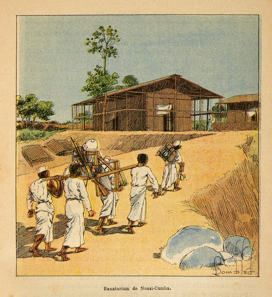 Henri Galli dit Galllichet (1854-1922)著、Louis Bombled (1862-1927)絵による「マダガスカルの戦争-1885-1895年のフランス遠征の逸話」。Un sanatorium a Nossi-Cumba au 19eme Siecle, Collection Partial 作： ルイ・チャールズ・ボンブル