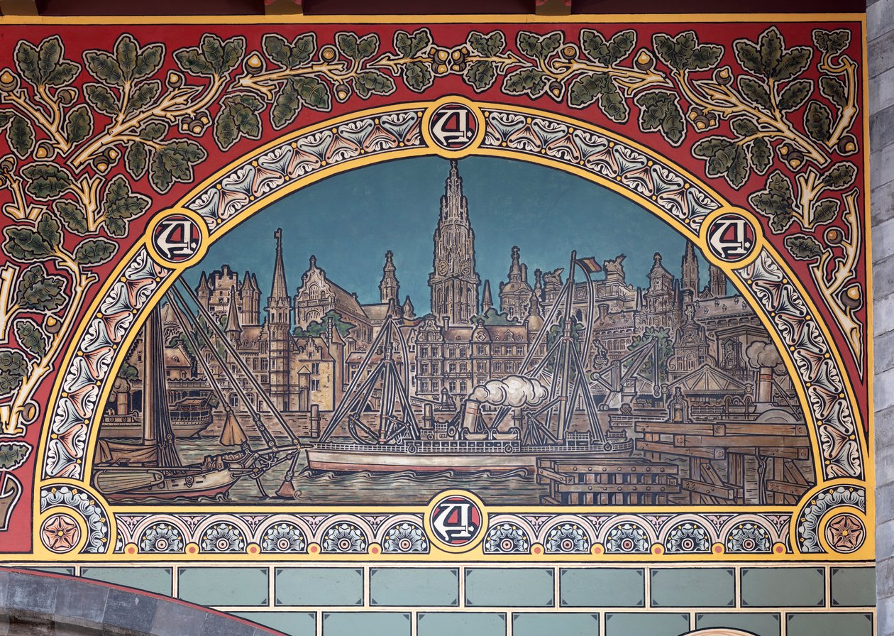 Edifício da estação ferroviária (Sint-Pietersstation). Interior. 1912. O hall de entrada. 作： ルイ・クロケ
