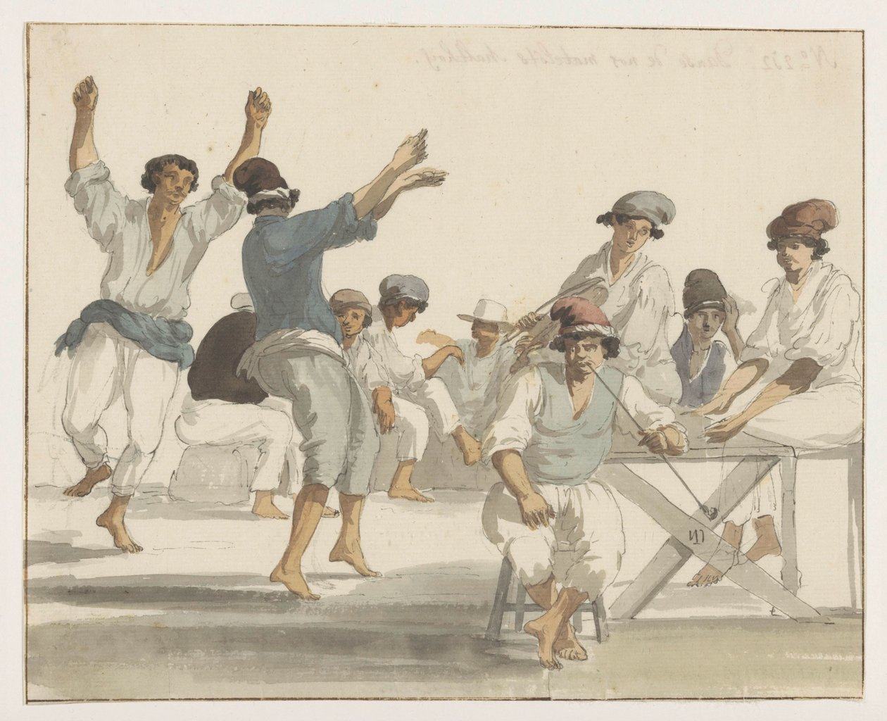 Dansende maltezer matrozen マルタ船員の踊り (オブジェクトのタイトル) イタリア、シチリア、マルタの旅 - 1778 (シリーズタイトル) 作： ルイデュクロス