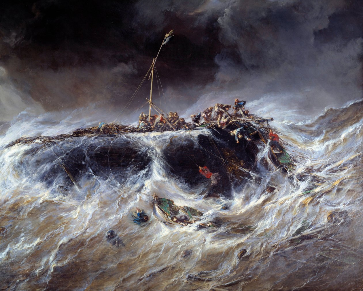 1823年のスリー・マツ・ル・エミリー号の沈没 ルイ・ガブリエル・ユージン・イサビー（1803-1886）の絵 1865年 ナント、ボザール美術館蔵 作： ルイユージンガブリエルイザベイ