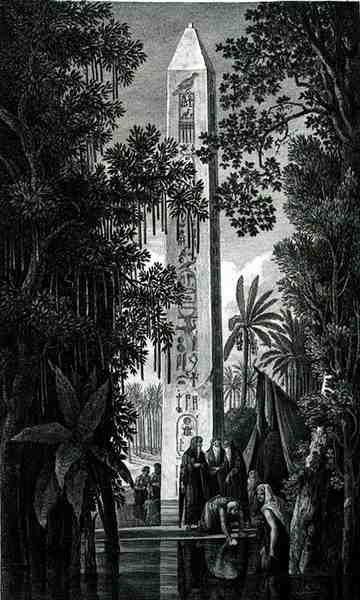 Jean Antoine Pierron (fl.1780-1812)作、パリのLetronne社から出版された「Voyage Pittoresque」の第3巻に掲載されたMathariyyahのオベリスク。 作： ルイ・フランソワ（後）カサス
