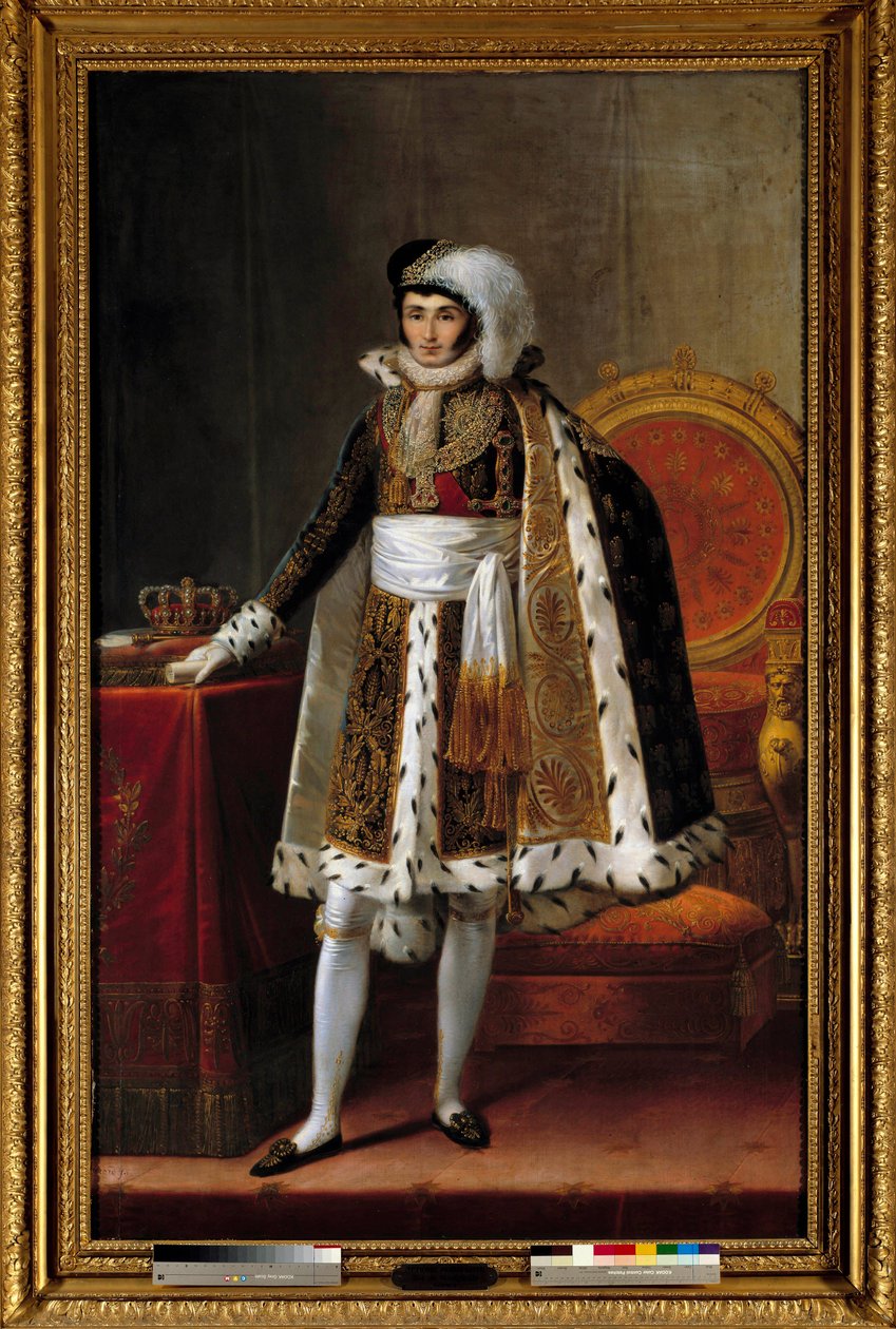 Ganzkörperporträt von Jerome Bonaparte (1784-1860), König von Westphalen. Im Kostüm als Kommandeur des Ordens der Königlichen Krone von Westphalen, um 1810 von Louis Francois (attr. to) Aubry