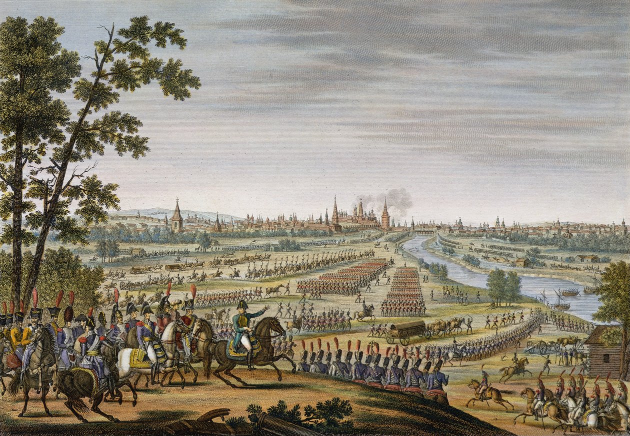 1812年9月14日のフランス人のモスクワへの侵入、エドムボヴィネット（1767-1832）による彫刻（アクアチント） 作： ルイ・フランソワ・クーシュ