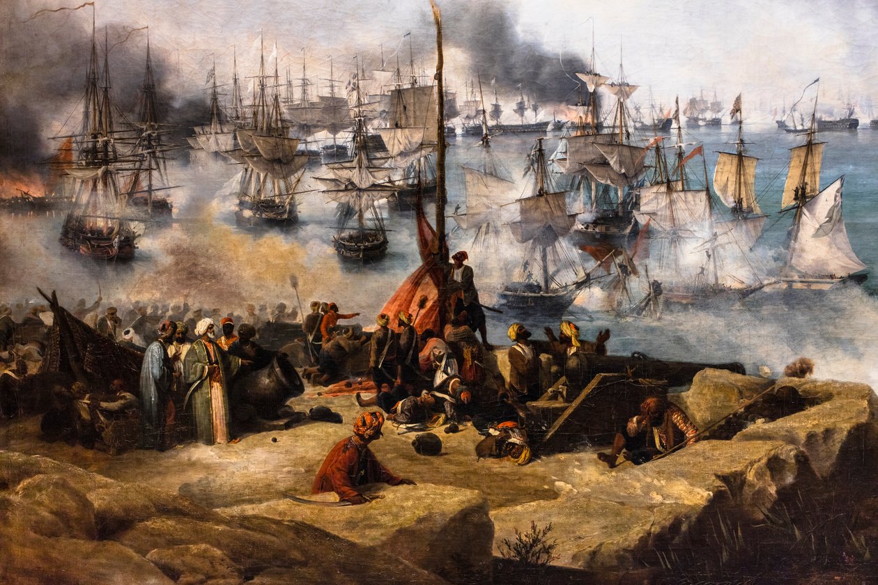 ナヴァランの戦い；スファクテリア島南端からの眺め 作： 