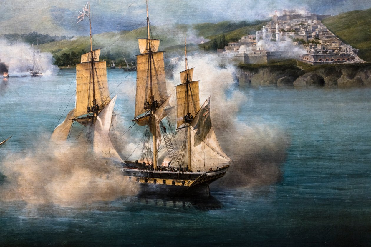 ナヴァランの戦い；スファクテリア島南端からの眺め 作： 