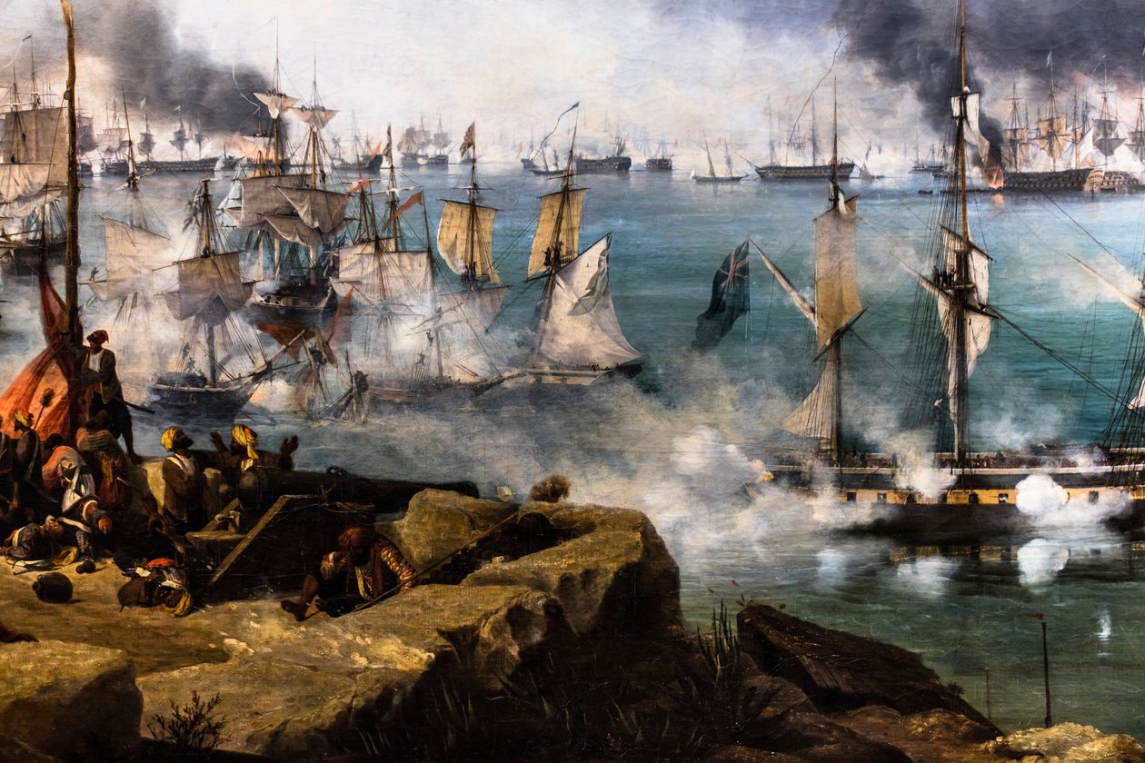 ナヴァランの戦い；スファクテリア島南端からの眺め 作： 