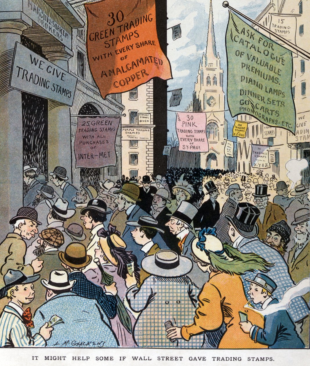 ウォール街がルイ・グラッケンズ1866-1933（画家）の切手を取引すれば、多少は役に立つかもしれない。1907年発行。 作： ルイ・グラッケンズ
