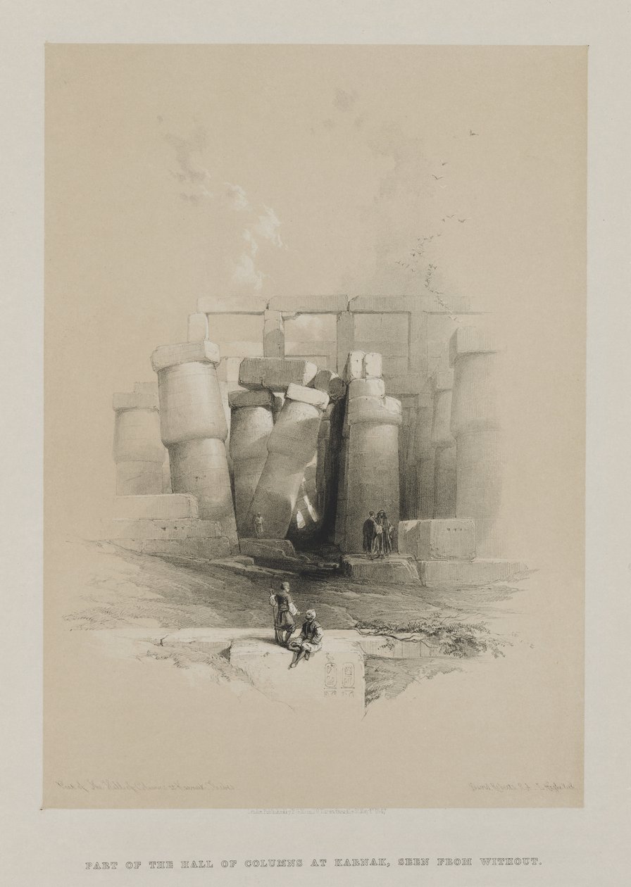 エジプトとヌビア、ボリュームII：カルナックの柱のホールの一部、テーベ、1847年。 作： ルイ・ハゲ