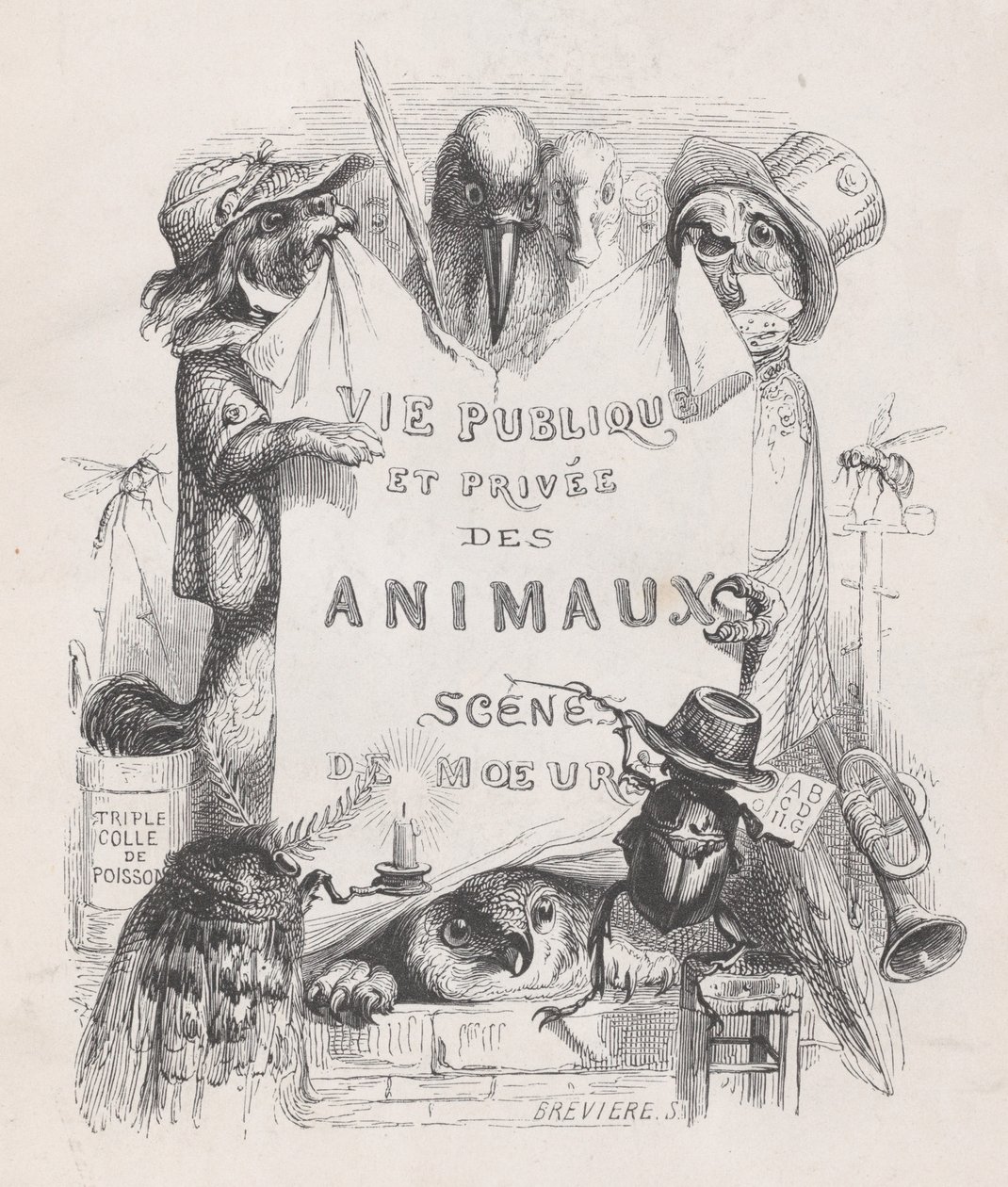 動物の私生活と公の生活、税関の風景、ca。 1837-47。 作： ルイ・アンリ・ブレヴィエール