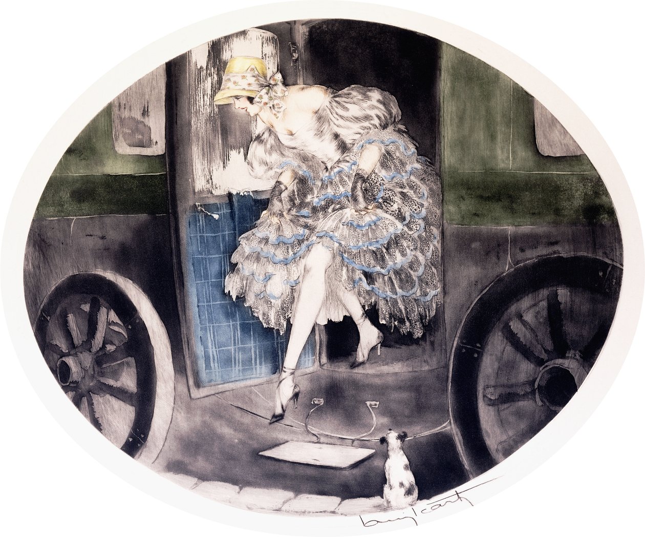 馬車から降りる、1920～1930年代頃（エッチングとアクアティント） 作： ルイ・イカート