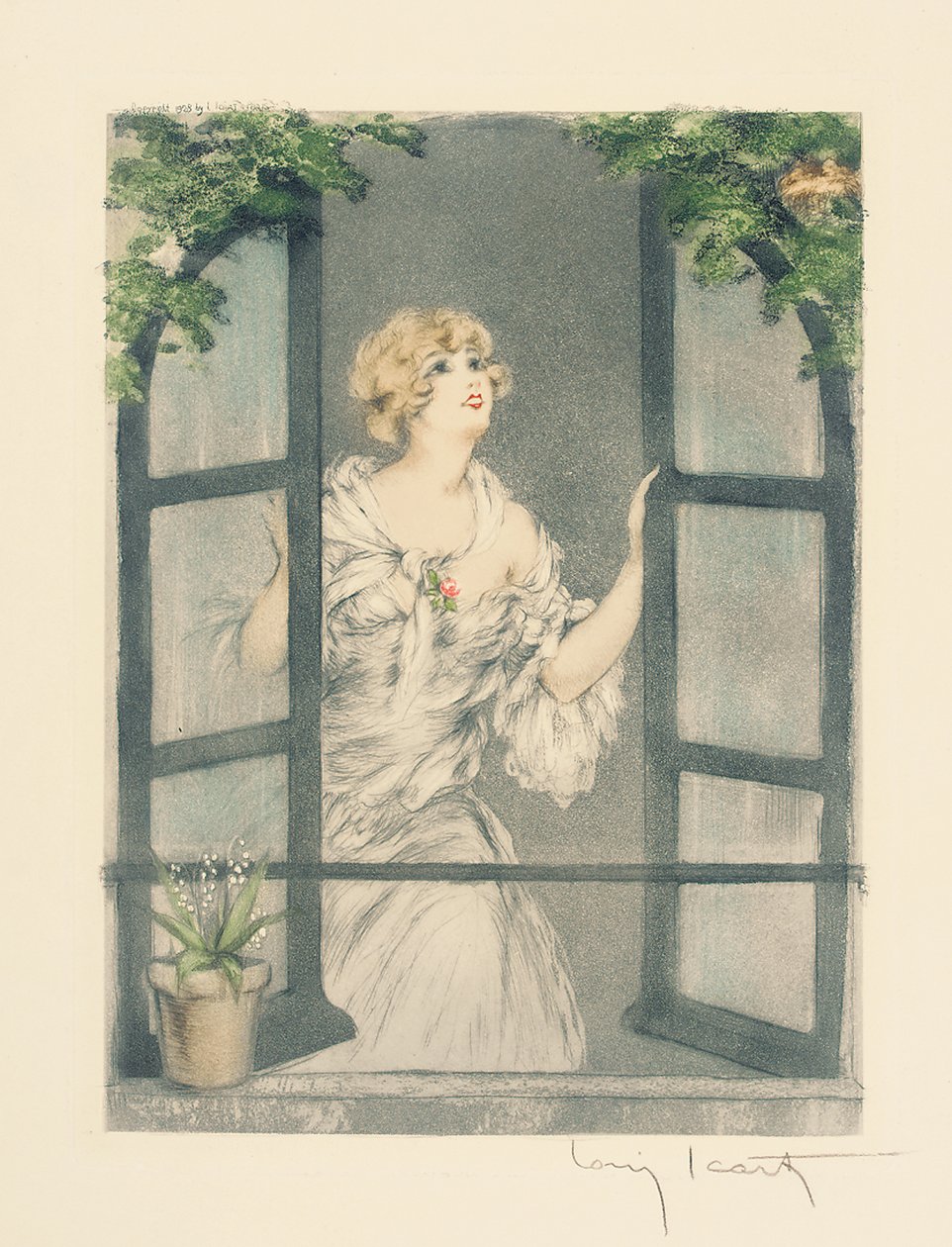 四季: 春、1928 年頃 (手彩色のドライポイントとアクアチント) (745548-51 も参照) 作： ルイ・イカート