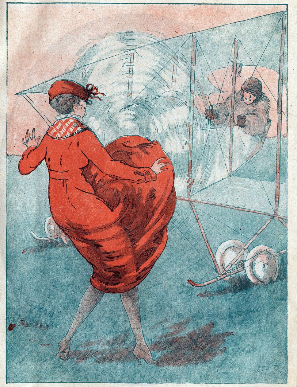 順風：ヘリスの詮索。 1916 年 5 月の雑誌「ル・ファンタジオ」に掲載されたルイ・イカール (1888-1950) の挿絵。 作： ルイ・イカート