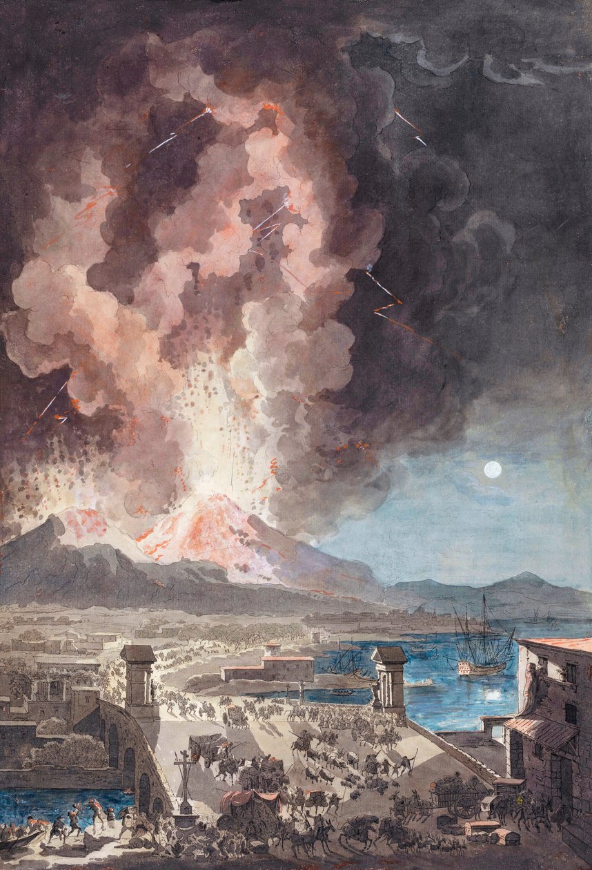 1779年、イタリアのヴェスヴィオ山の噴火。 作： Louis Jean（後）Desprez