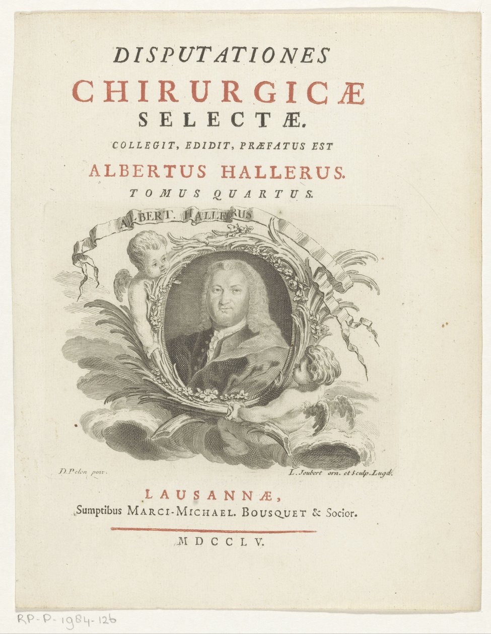 ポートレット・ヴァン・アルブレヒト・フォン・ハラー Albert Haller (オブジェクトのタイトル) タイトル: Albrecht von Haller, Selected Surgical Discourses, 1755 作： ルイ・ジュベール
