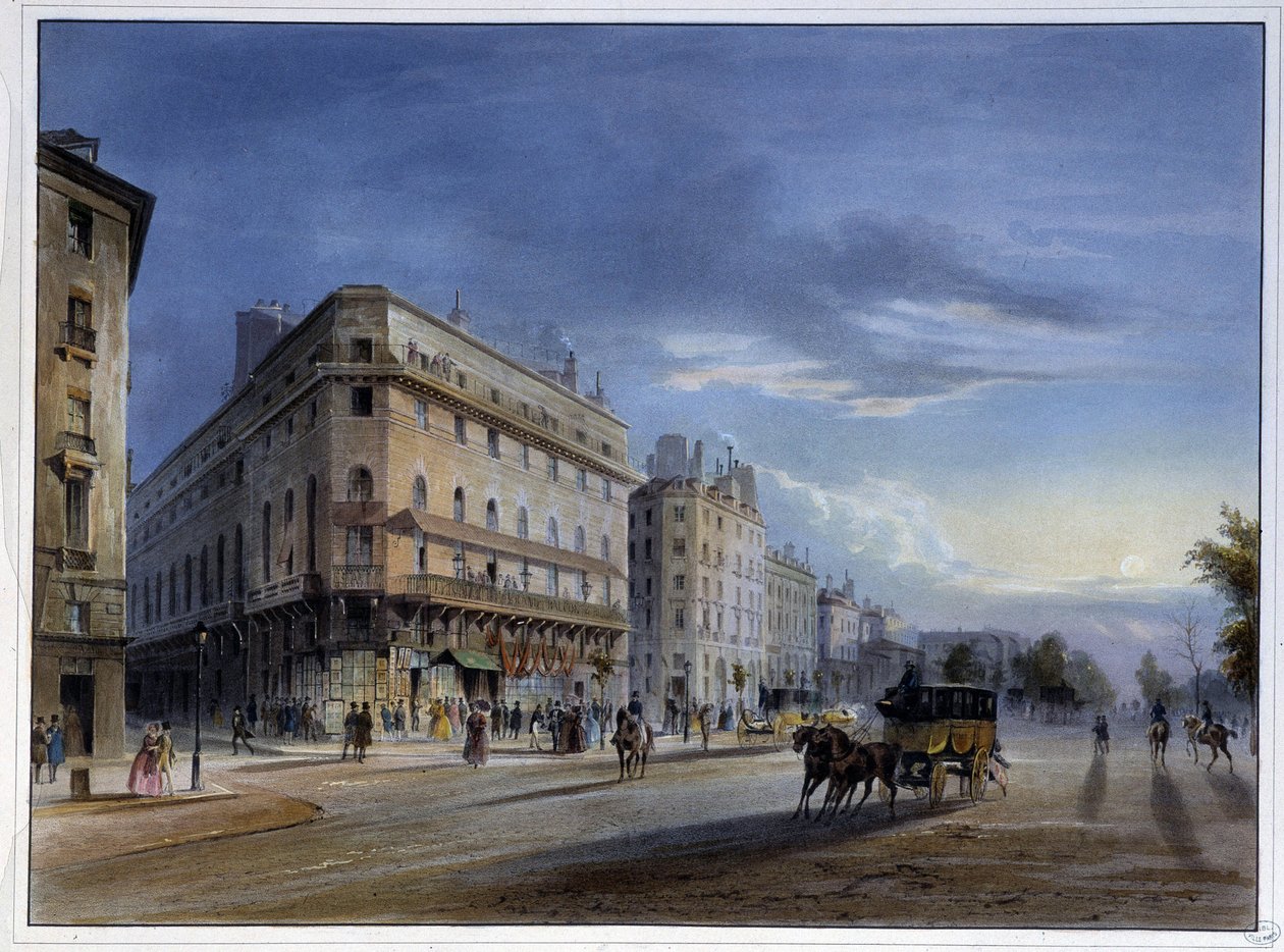 イタリヤン大通り - アルノウトの「1837年のパリ」にて 作： ルイジュールアーノウ
