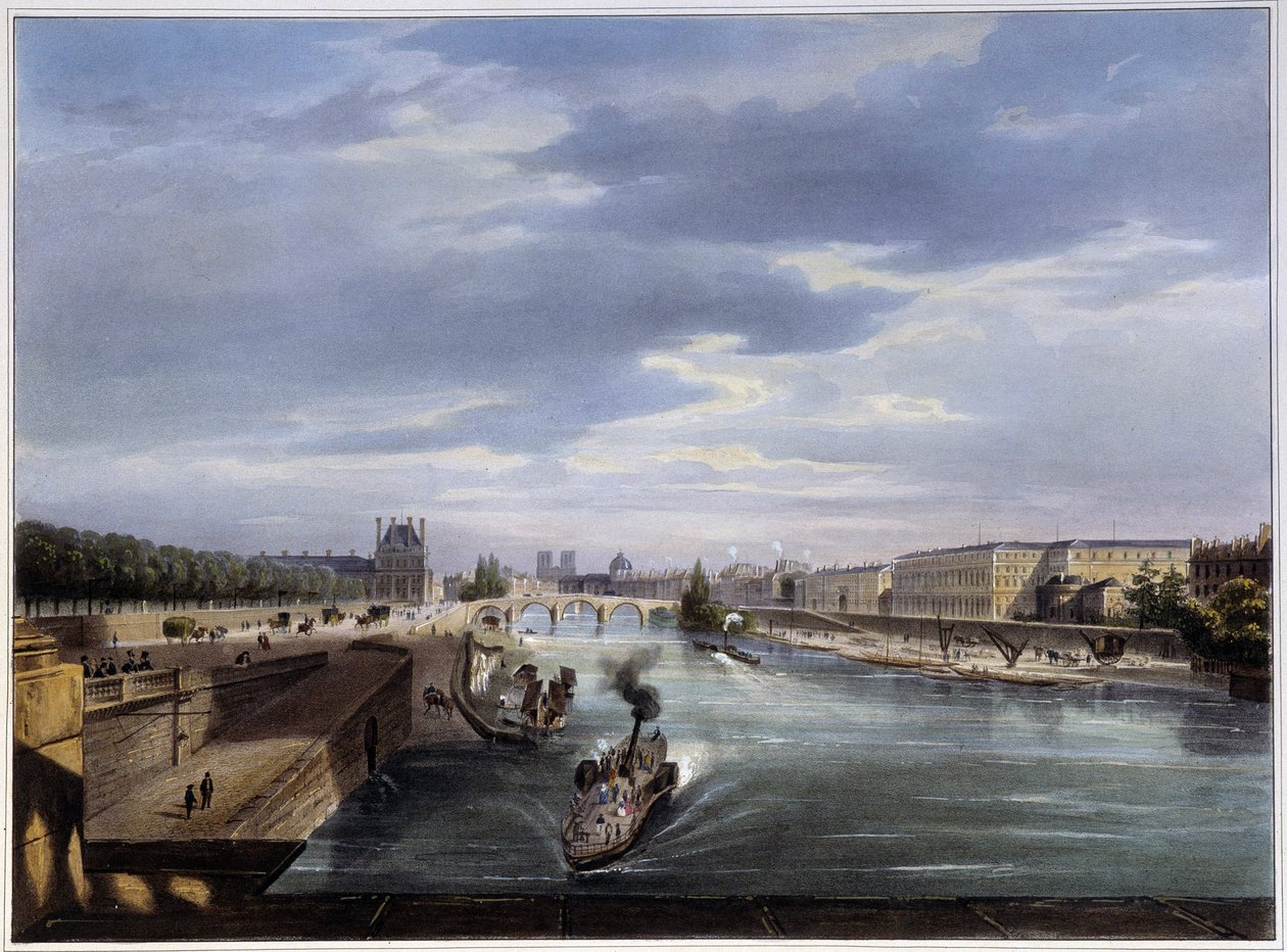 Le pont Royal - Arnoutによる "Paris en 1837 "にて 作： ルイジュールアーノウ
