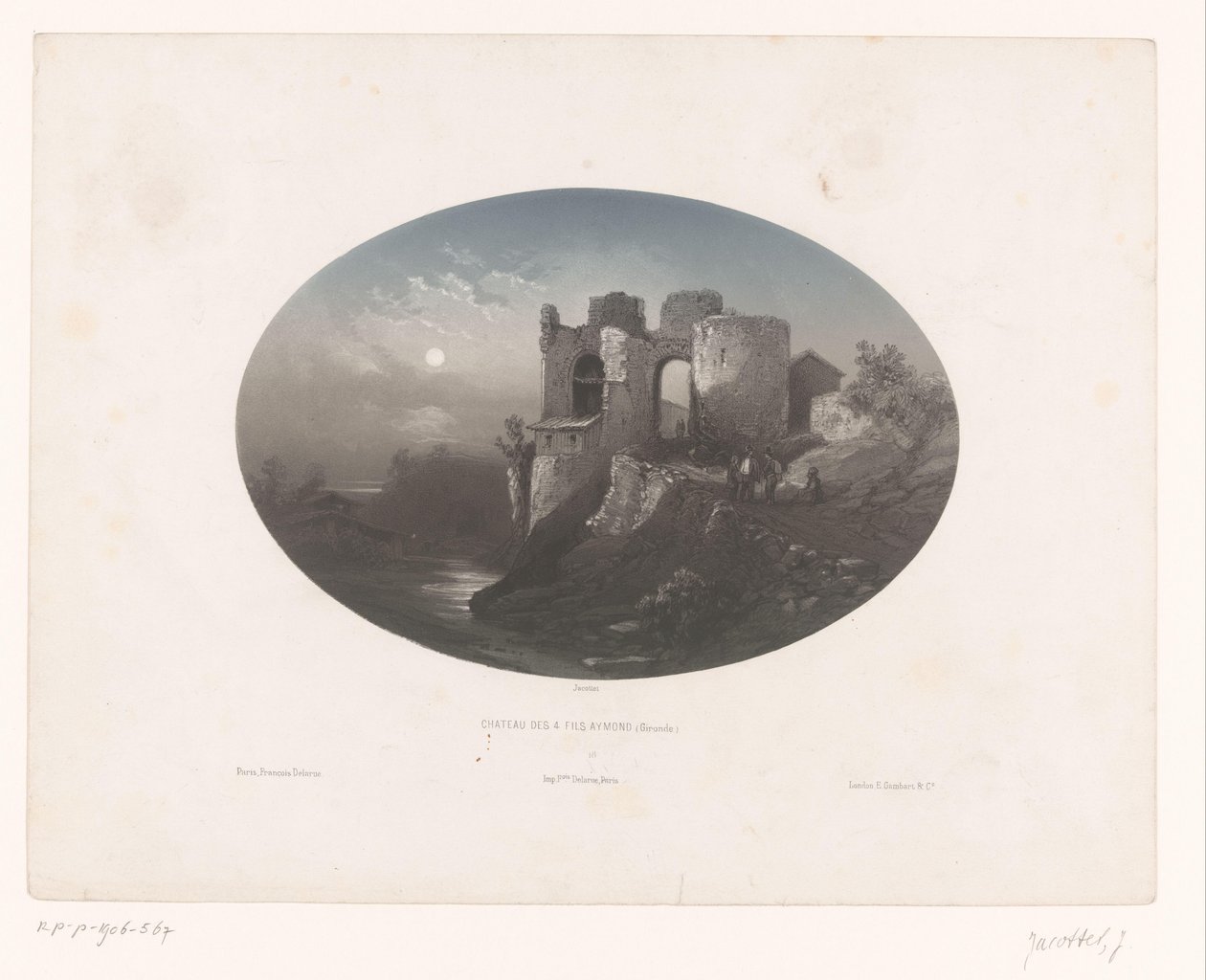 フォー ヘームスキンデレンの城の遺跡の眺め Château des 4 fils Aymond (Gironde) (オブジェクトのタイトル) 作： ルイ・ジュリアン・ジャコット