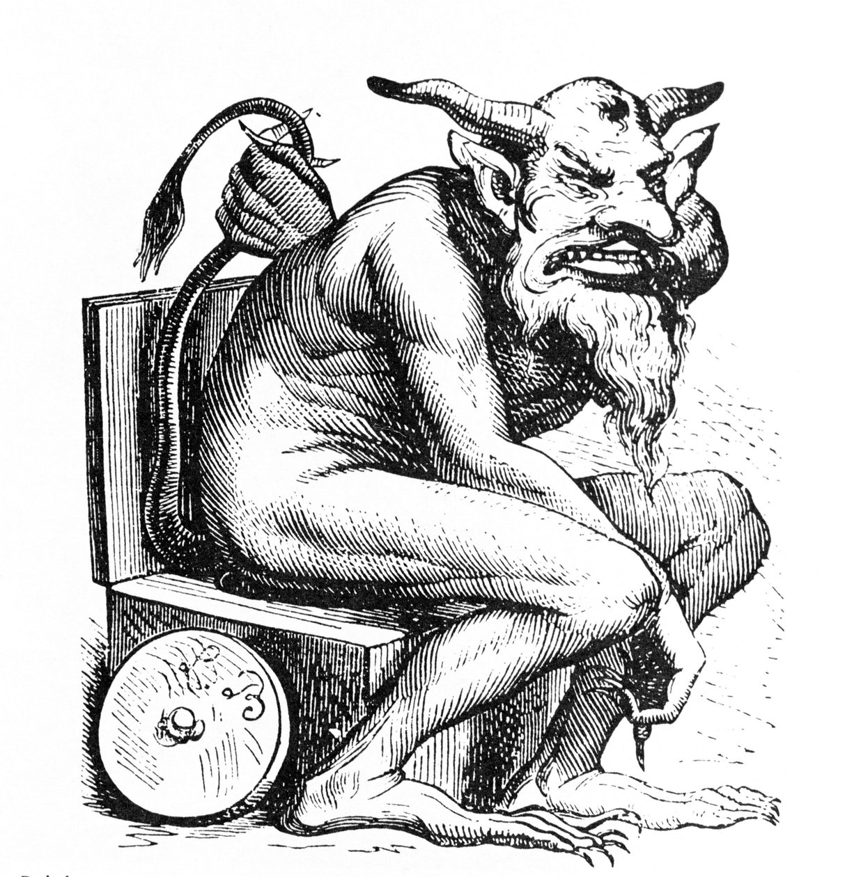 コラン・ド・プランシーの『地獄の辞典』に出てくる悪魔ベルファゴール（Belphegor）の表現。L.ブルトンのエングレーヴィング。パリ 作： ルイ・ル・ブルトン