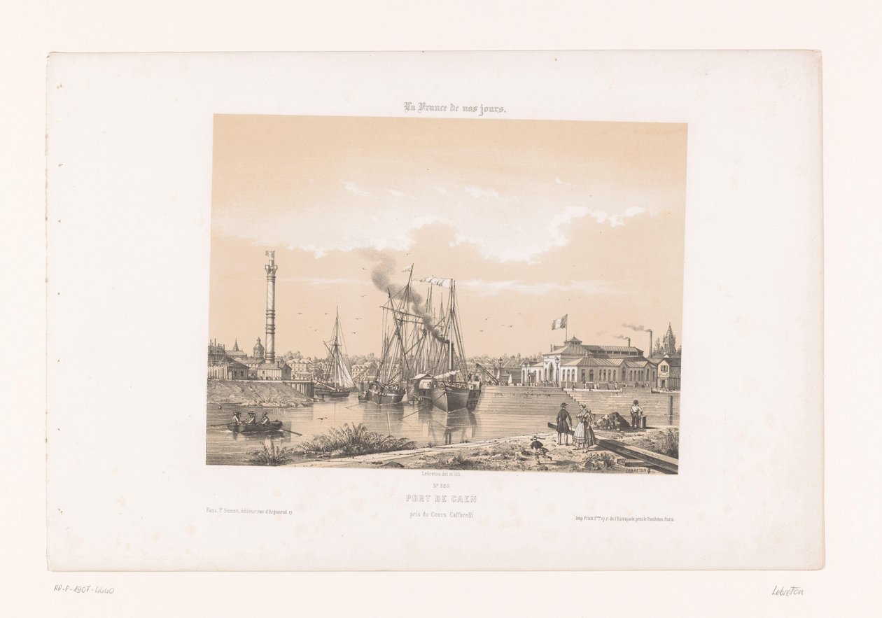 クール・カファレッリからのカーンの眺め Port de Caen, pris du Cours Caffarelli (オブジェクトのタイトル) 現代フランス（シリーズタイトル） La France de nos jours (オブジェクトのシリーズ タイトル) 作： ルイ・ル・ブルトン