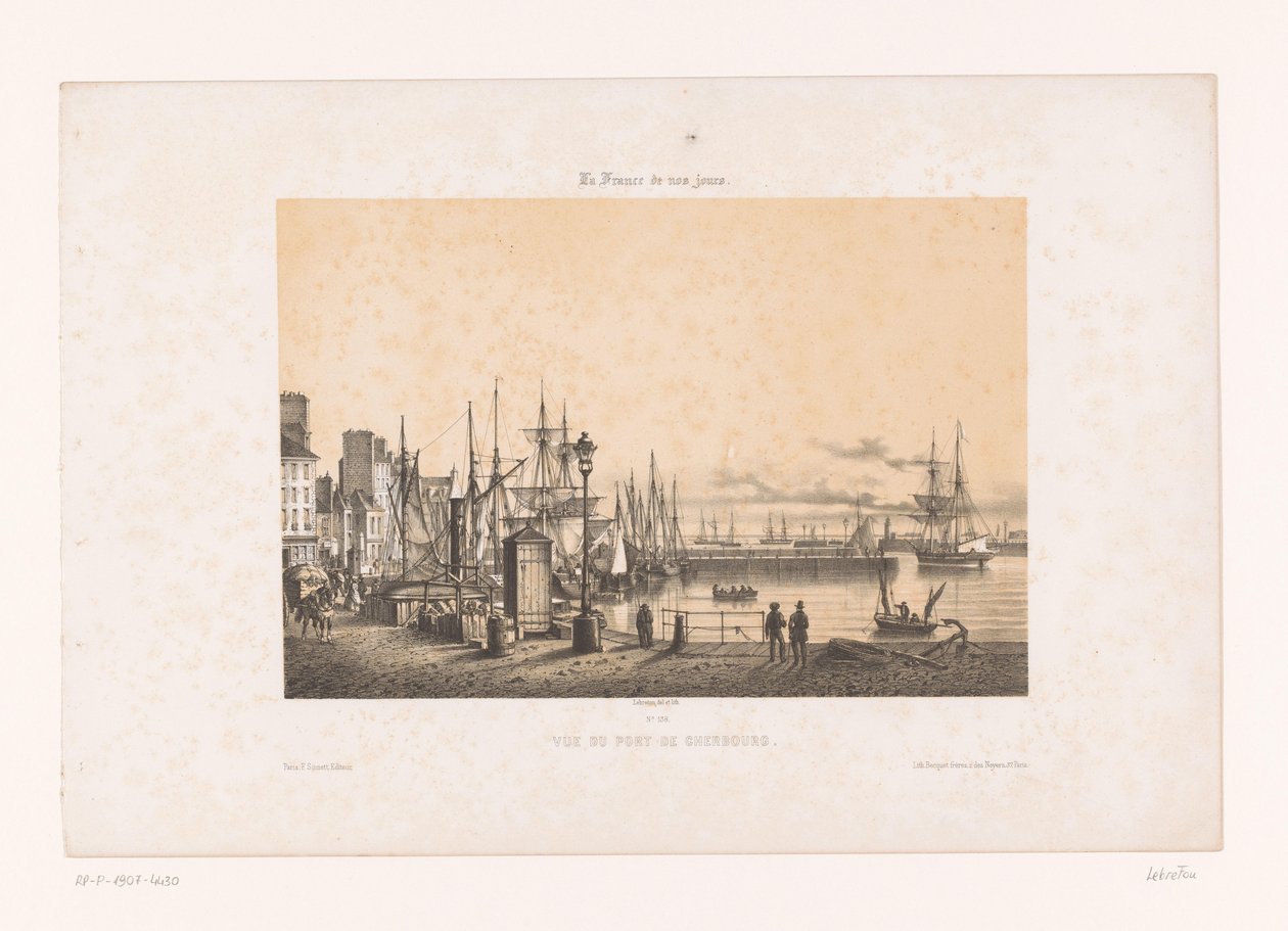 シェルブール港の眺め Vue du port de Cherbourg (オブジェクトのタイトル) 現代フランス（シリーズタイトル） La France de nos jours (オブジェクトのシリーズ タイトル) 作： ルイ・ル・ブルトン