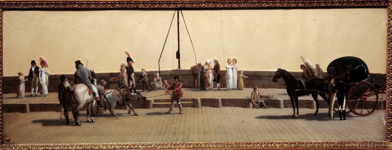 ポン・ロワイヤル通り ルイ・レオポルド・ボワイ（1761-1845）によるパリの絵画 1800年日。0.25x0.69 m パリ、カルナヴァレ博物館 作： ルイレオポルドボイリー