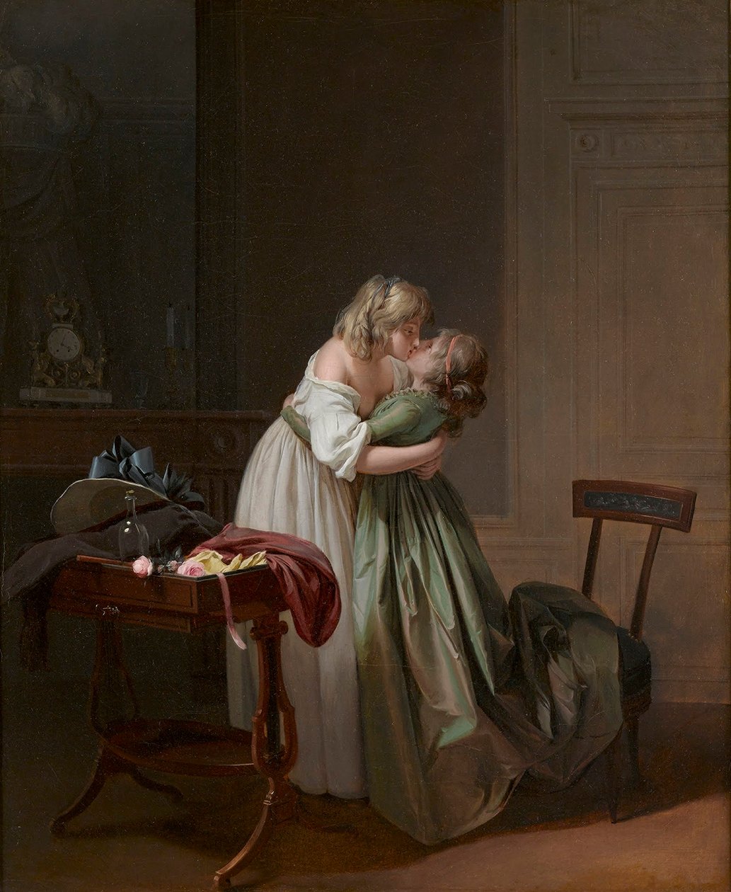 Louis-Léopold Boilly - キスする二人の若い女性 作： ルイレオポルドボイリー