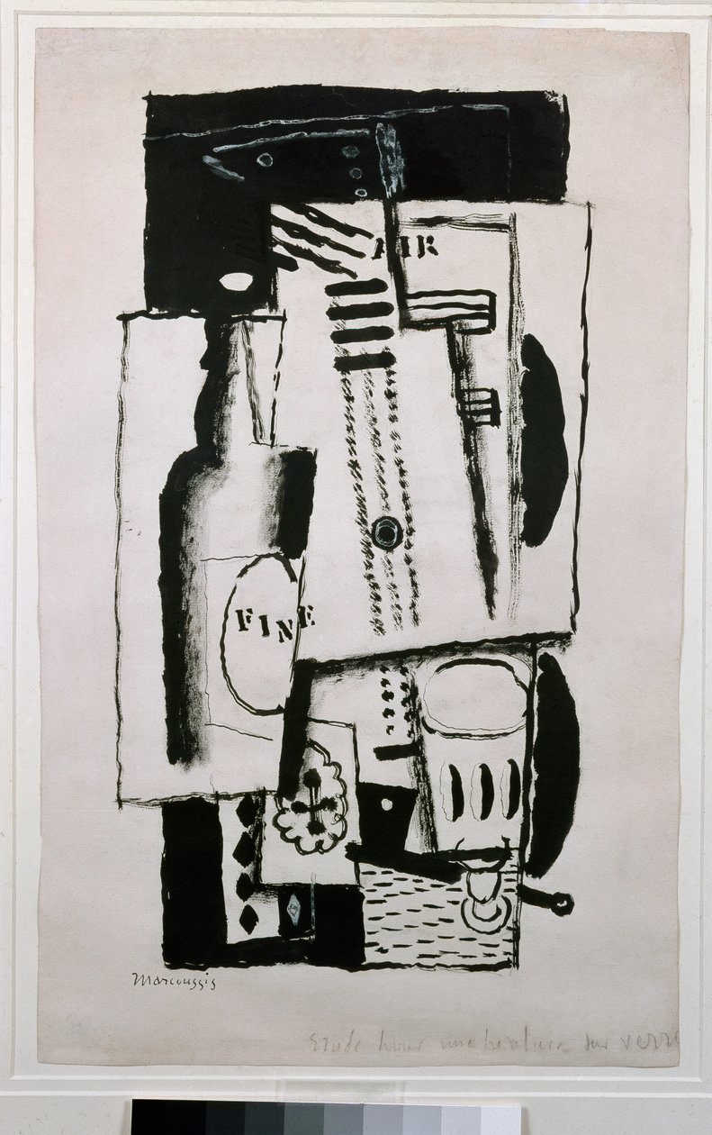 静物画、ガラスに描いた絵の習作（絵画、20世紀 作： ルイ・マルクシス