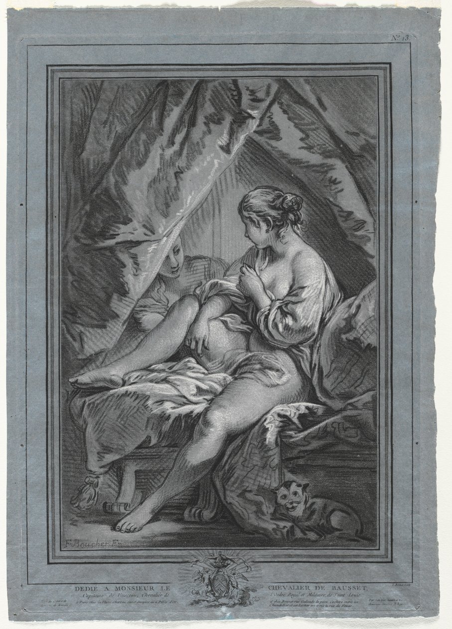 1764- 1767年、ベッドに座った若い女性。 作： ルイ・マリン・ボネット