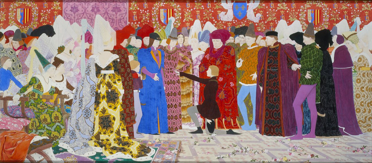 ジョーンオブアークシリーズB、1906年からドーフィンへの彼女の魅力（キャンバス上の油彩と金箔） 作： ルイ・モーリス・ブーテ・ド・モンヴェル