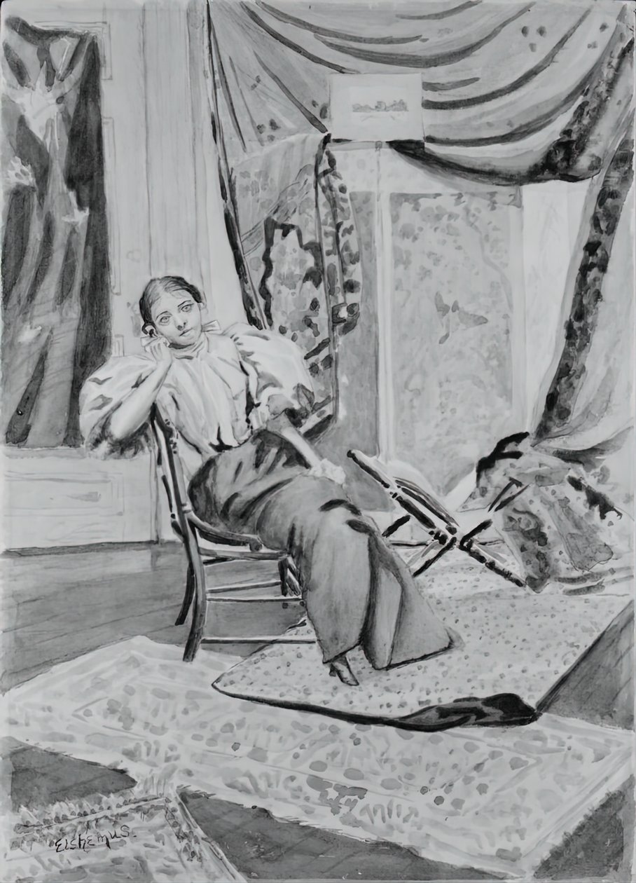 椅子の上の少女、c。 1891年。 作： ルイ・ミシェル・アイルシェミウス