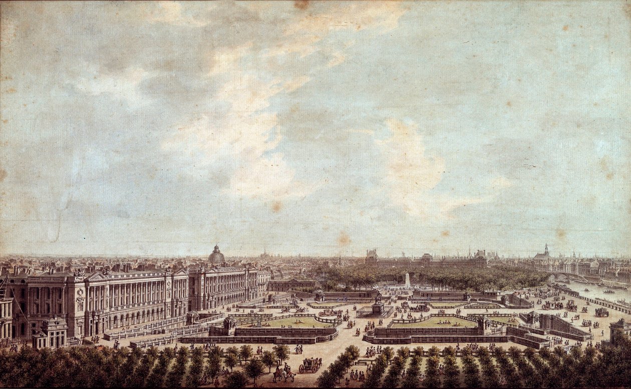 ルイ15世広場（現在のパリ・コンコルド広場）の眺め ルイ・ニコラ・ド・レスピナス（1734-1808）による水彩画 1778年 パリ、カルナヴァレ美術館 作： ルイ・ニコラス・デ・レスピナス