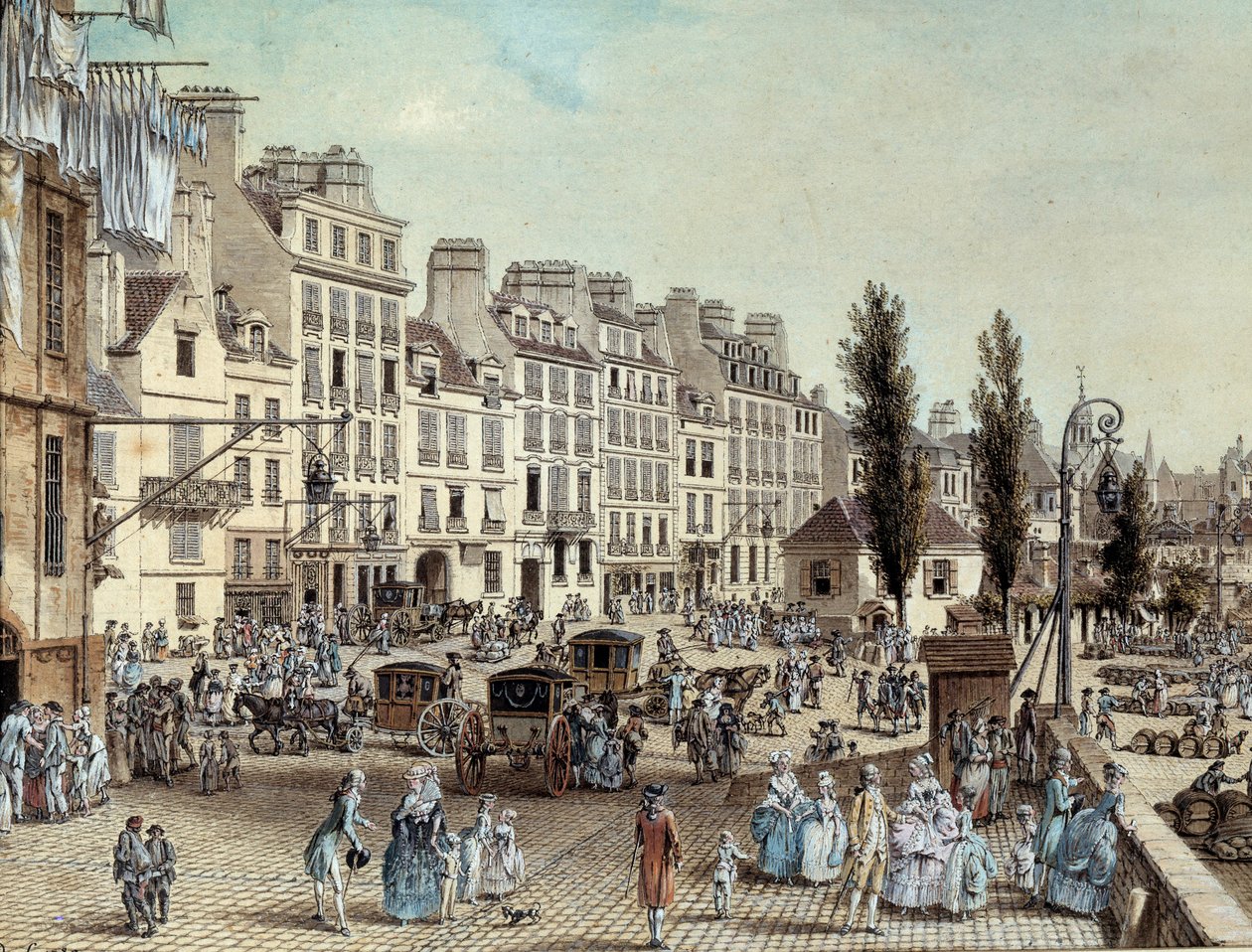 1782年のパリのサン・ポール港の眺め セーヌ川岸のプロムナード。ルイ・ド・レスピナス（1734-1808）によるドローイング 1782年 パリ、カルナヴァレ美術館 作： ルイ・ニコラス・デ・レスピナス