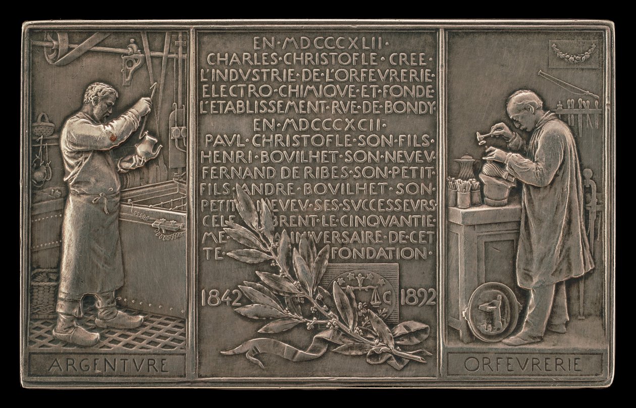 Christofle社の50周年記念、1842-1892年［裏面］、1892年。 作： ルイ・オスカー・ロティ