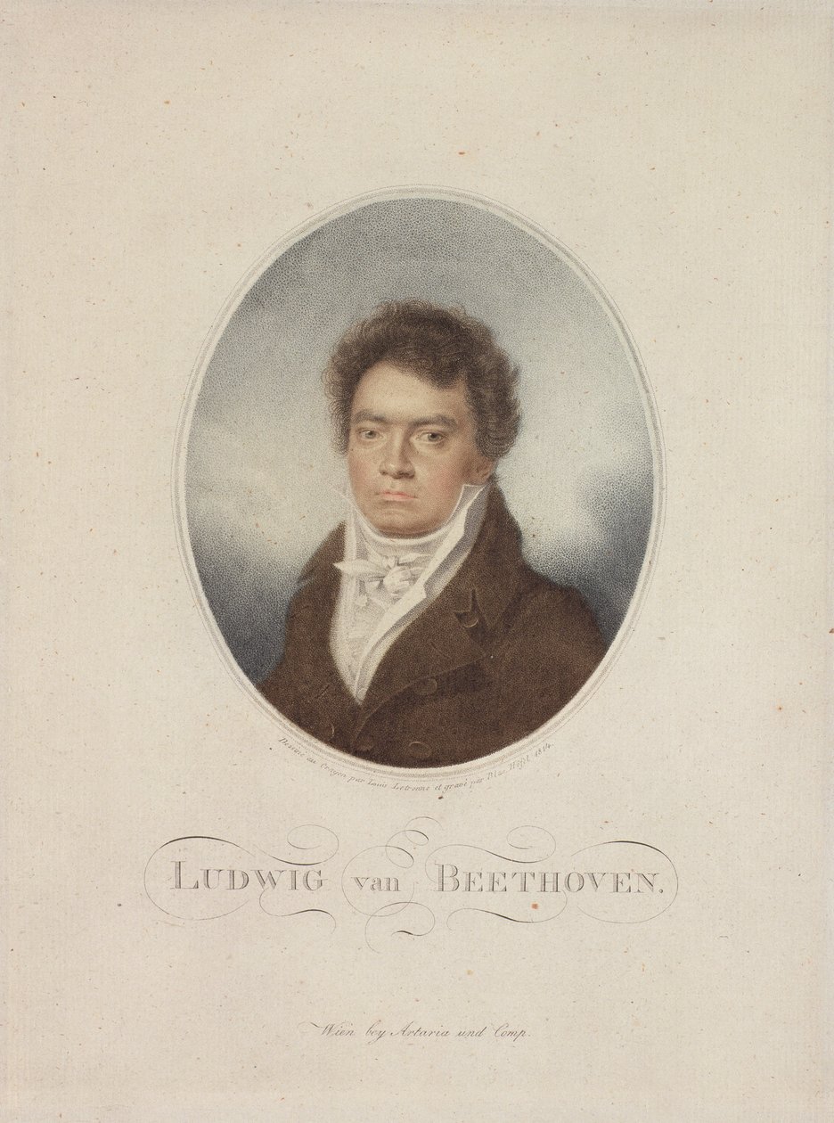 ブラッグスホーフェル（1792-1863）1814（メゾティント）によって刻まれたルートヴィヒファンベートーベン（1770-1827） 作： ルイ・ルネ・ルトロンヌ