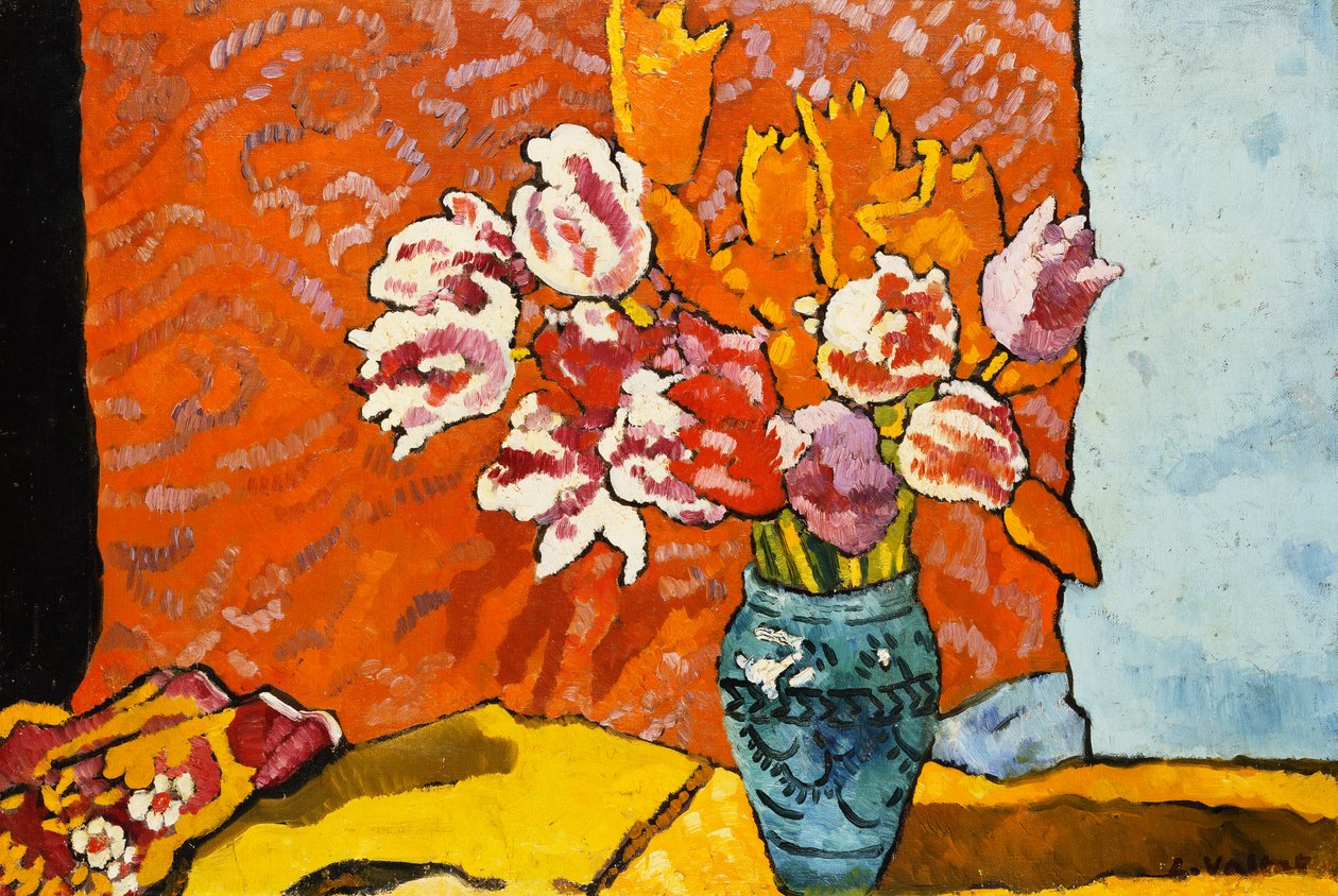 Sininen maljakko, tulppaanit ja verhot; Sininen maljakko, tulppaanit ja verhot 作： ルイ・ヴァルタ