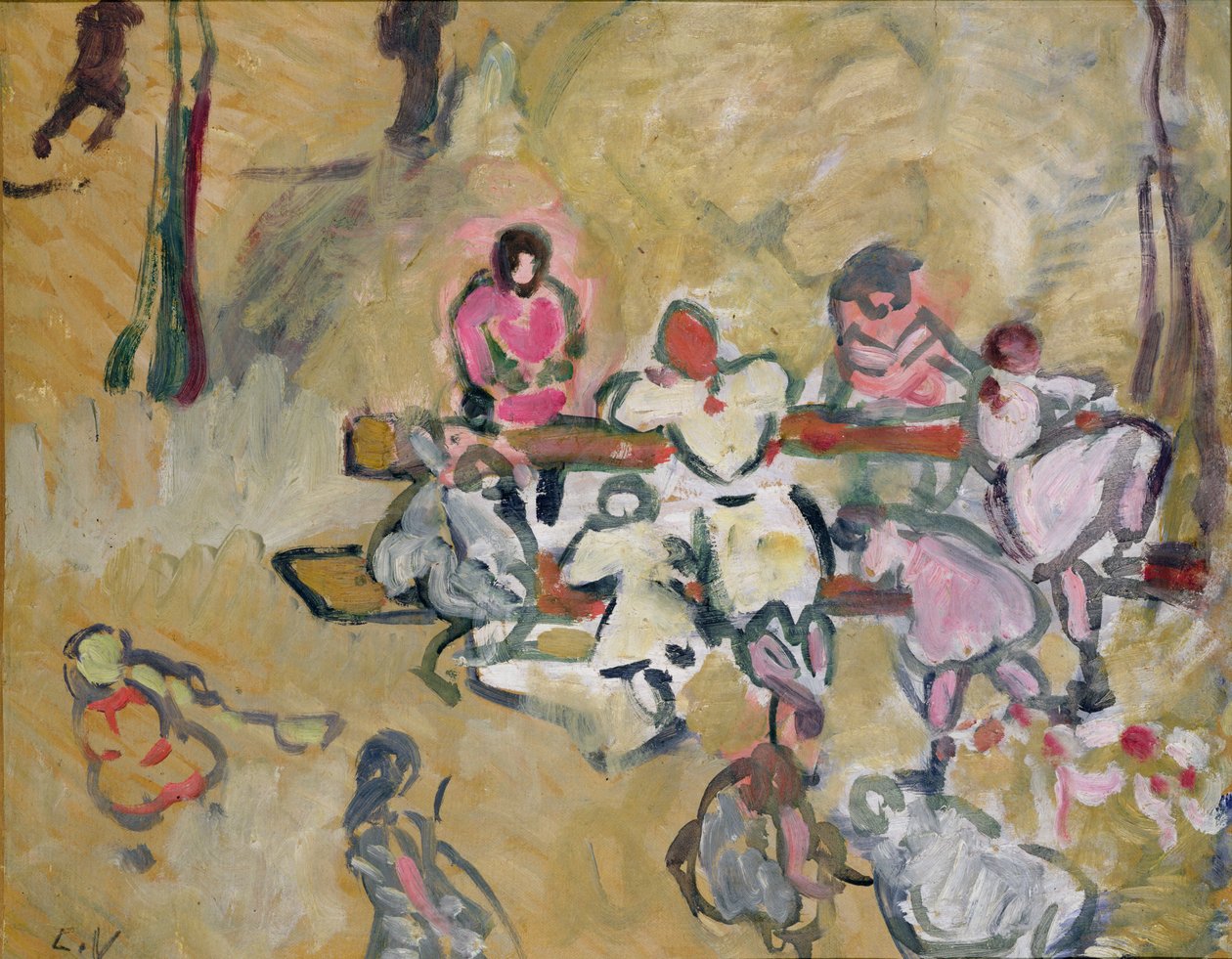 コーランクール通りで遊ぶ子供たち、1907-14年頃（キャンバスに油彩） 作： ルイ・ヴァルタ