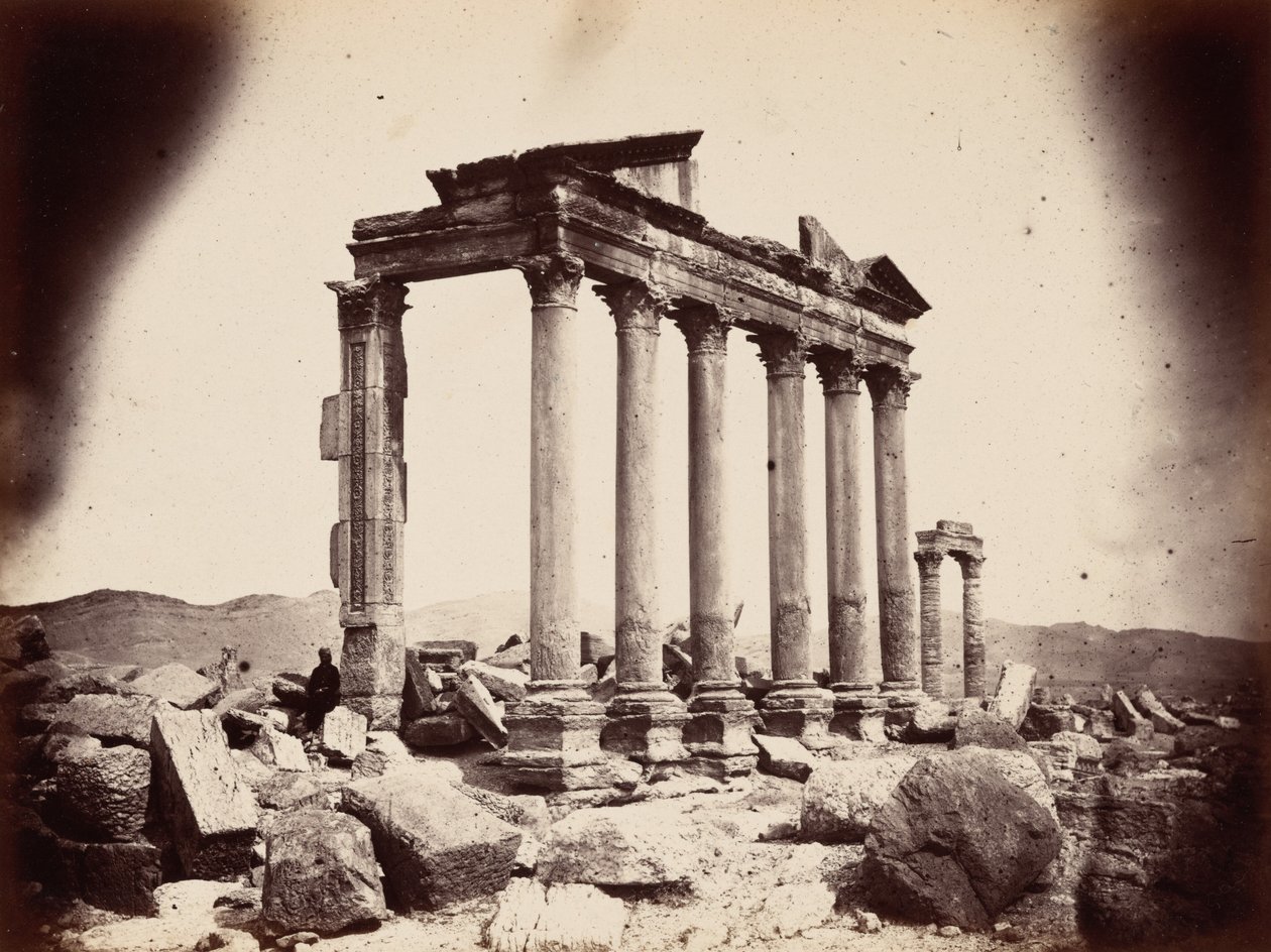 列柱西端の霊廟、パルマイラ、1864年（写真） 作： ルイス・ヴィグネ
