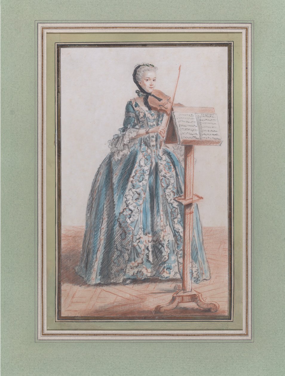 正面から見たヴァイオリンを弾く女性 1758-59年頃 作： ルイ・カロジス