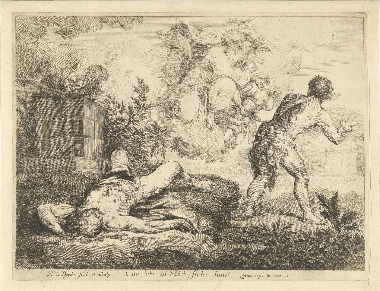 アベルを殺した後、神はカインに説明を求める 作： Louis de Deyster