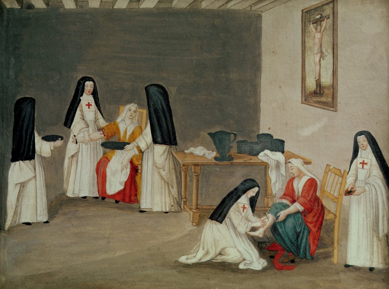 病気の世話、「L&39;Abbaye de Port-Royal」、1710年頃 作： ルイーズマドレーヌコーチン