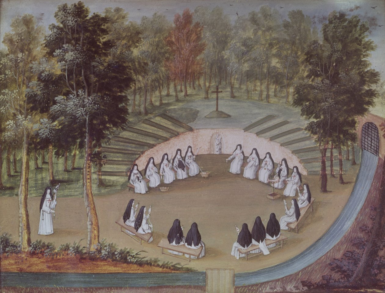 孤独の中の修道女の集会、「L&39;Abbaye de Port-Royal」、1710年頃 作： ルイーズマドレーヌコーチン