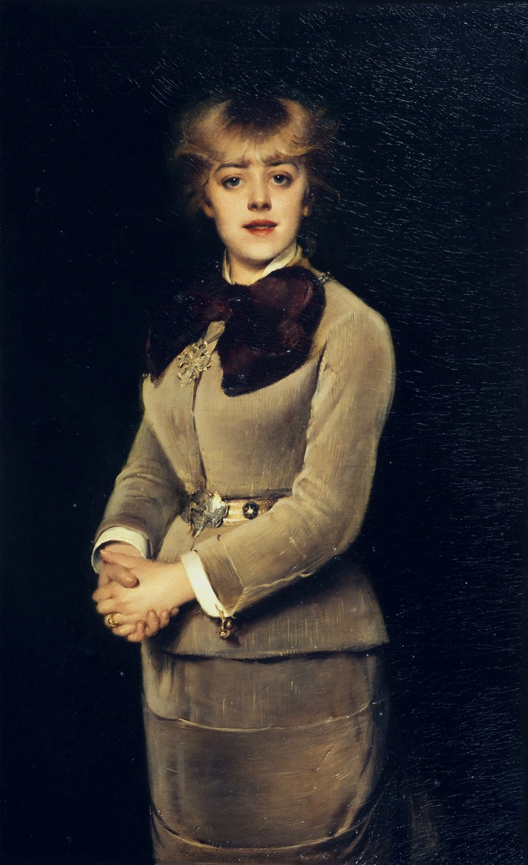 女優ジャンヌ・サマリーの肖像（1879年）。 作： ルイーズ・アベマ