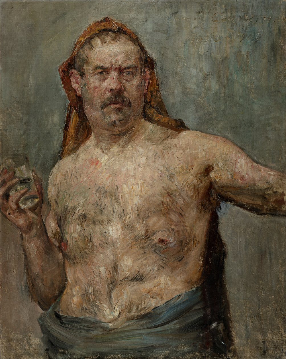 グラスを使った自画像、1907 作： ロヴィス・コリント